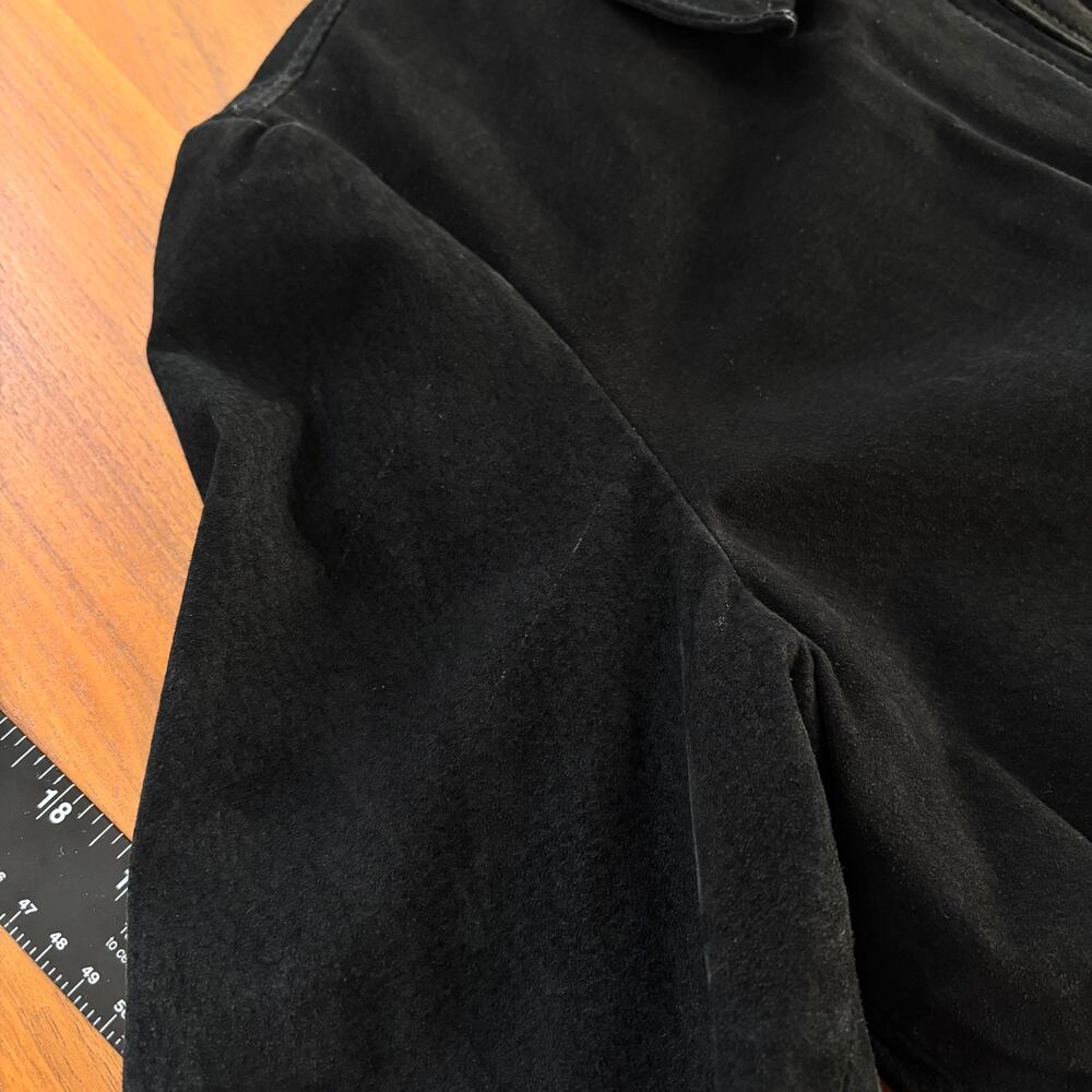 Vintage 90s Distressed Black Suede Leather Bomber Jacket Quilted Lining No Size - Picture 12 of 16